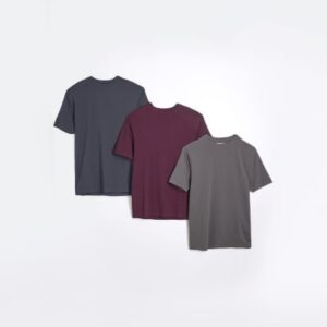 Muscle Fit Stretch T-shirts 3 Pack in Grey