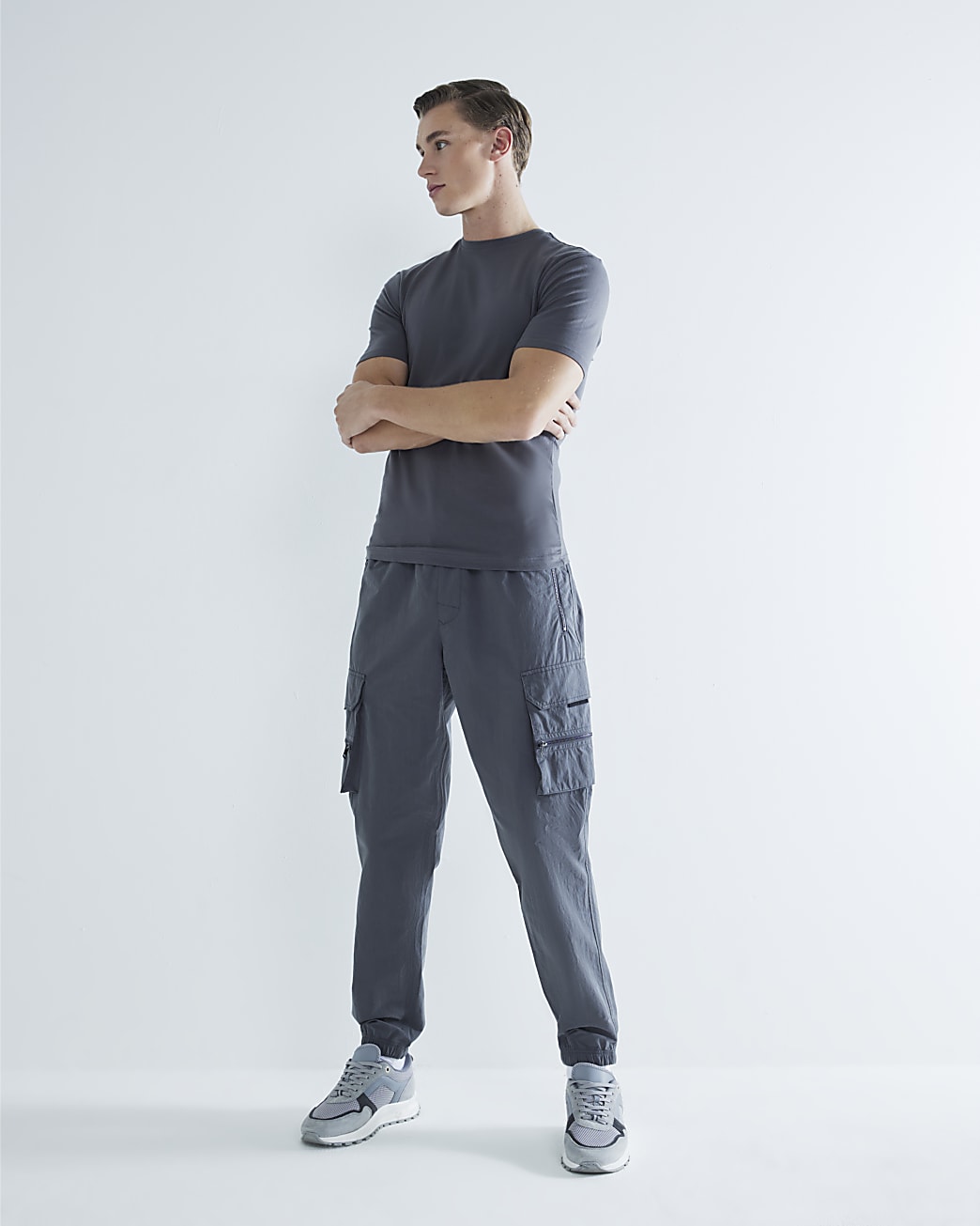 Muscle Fit Stretch T-shirts 3 Pack in Grey - Image 4 Muscle Fit Stretch T-shirts 3 Pack in Grey