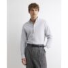 Muscle Fit Textured Long Sleeve Shirt in Grey