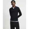 Muscle Fit Textured Polo Shirt in Black