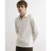 Muscle Fit Textured Polo Shirt in Cream