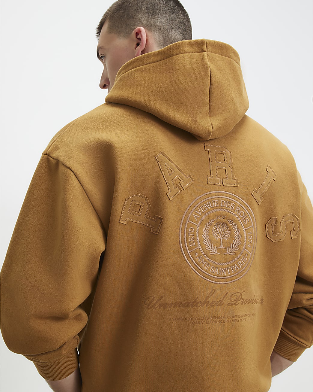 Orange Oversized Fit Paris Crest Hoodie - Image 3 Orange Oversized Fit Paris Crest Hoodie