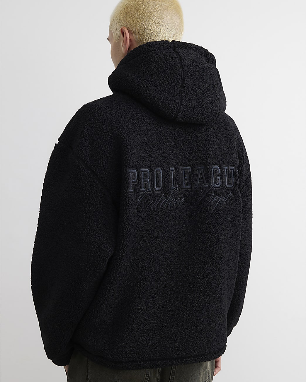 Oversized Fit Borg 46 Hoodie in Black - Image 3 Oversized Fit Borg 46 Hoodie in Black