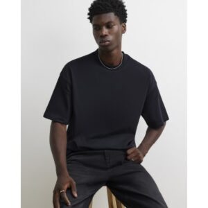 Oversized Fit Cotton Crew Neck T-shirt in Black