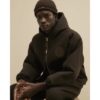 Oversized Fit Crest Quilted Hoodie in Brown
