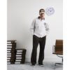 Oversized Fit Felt Crest Polo Shirt in Grey