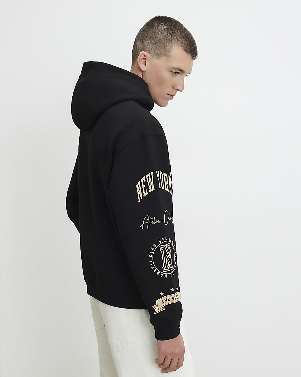 Oversized Fit New York Hoodie in Black - Image 3 Oversized Fit New York Hoodie in Black