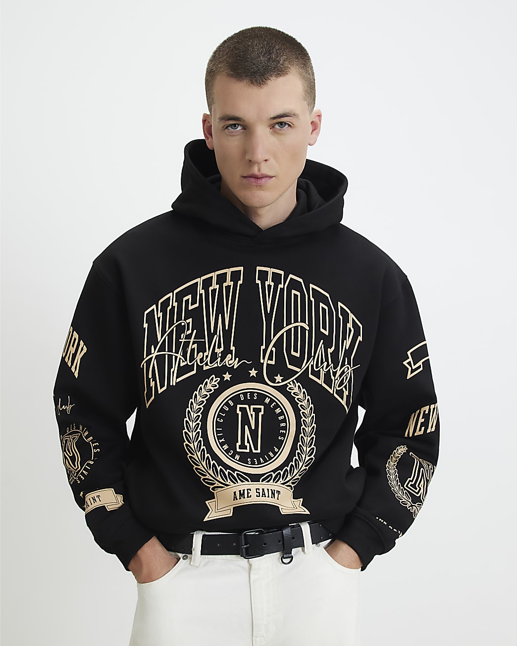 Oversized Fit New York Hoodie in Black - Image 4 Oversized Fit New York Hoodie in Black