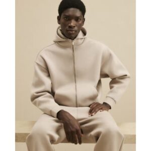 Oversized Fit Premium Hoodie in Beige
