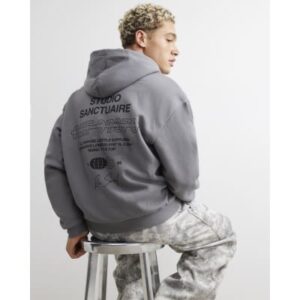 Oversized Fit Sanctuaire Hoodie in Grey