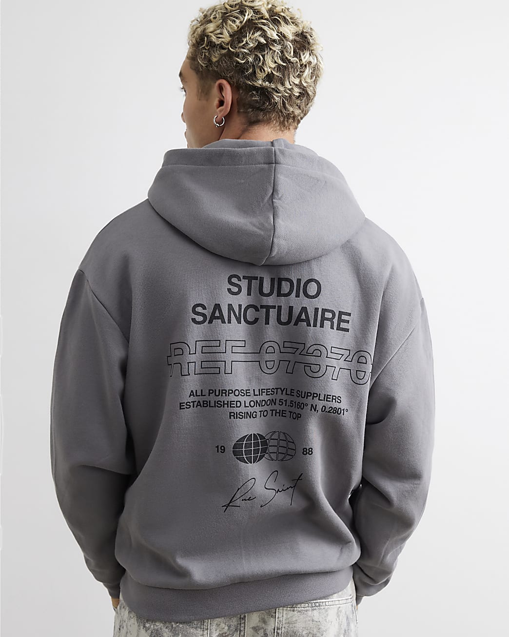 Oversized Fit Sanctuaire Hoodie in Grey - Image 3 Oversized Fit Sanctuaire Hoodie in Grey