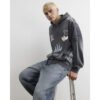 Oversized Fit Scribble Hoodie in Black