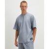 Oversized Fit Waffle Textured T-shirt in Blue