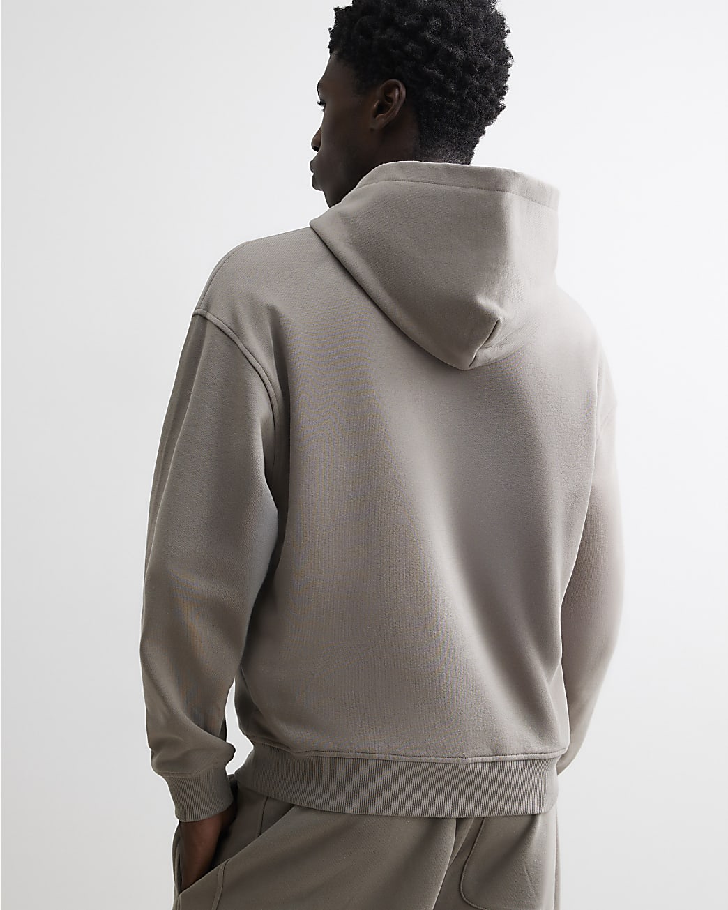 Oversized Fit Washed Zip Through Hoodie in Grey - Image 3 Oversized Fit Washed Zip Through Hoodie in Grey