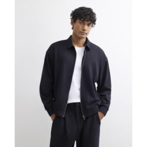 Pinstripe Zipped Sweatshirt in Black