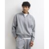 Pinstripe Zipped Sweatshirt in Grey