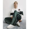 Premium Colour Block Wide Leg Joggers in Green