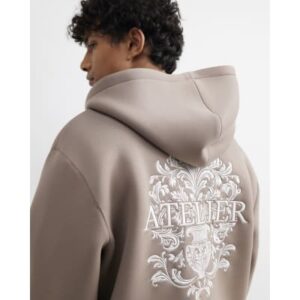 Premium Cotton Baroque Hoodie in Beige