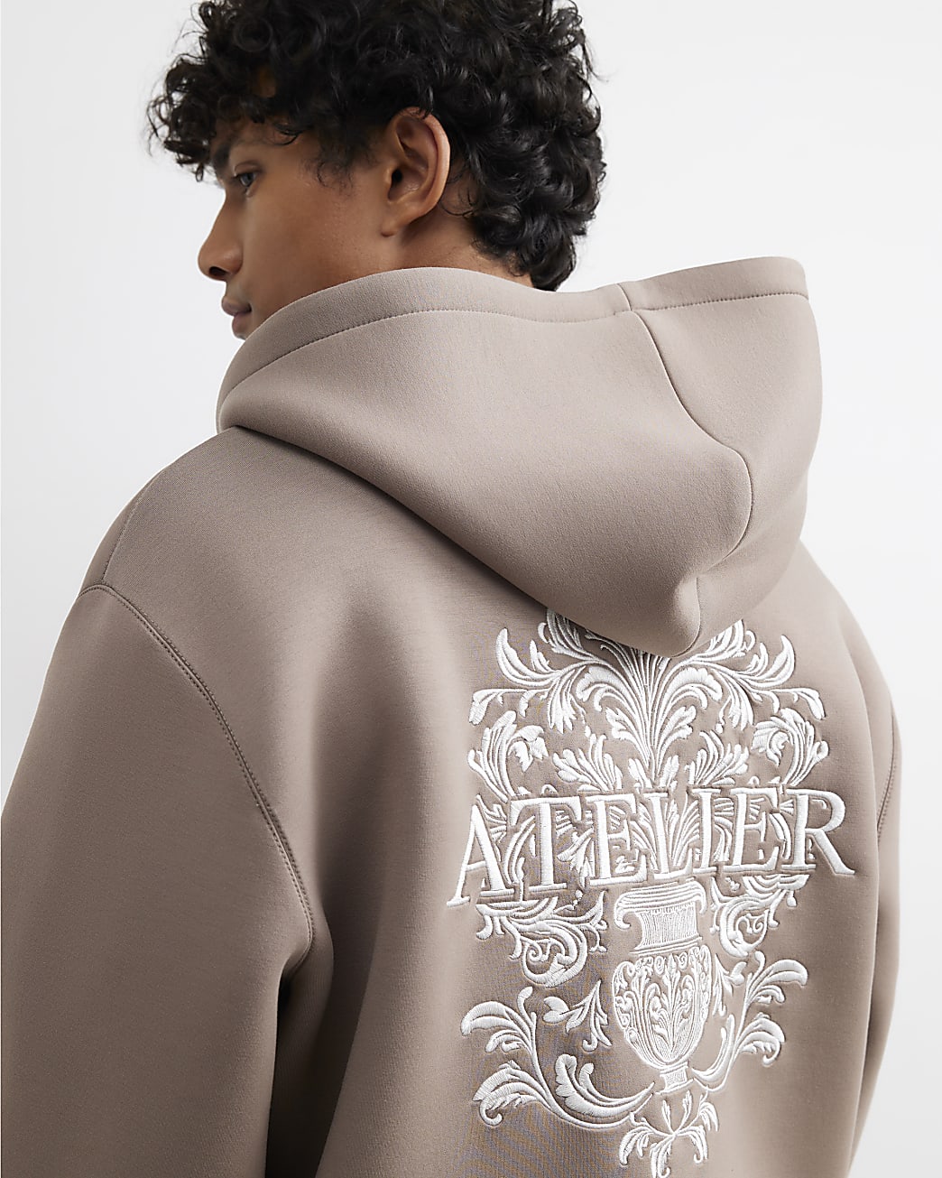 Premium Cotton Baroque Hoodie in Beige - Image 2 Premium Cotton Baroque Hoodie in Beige