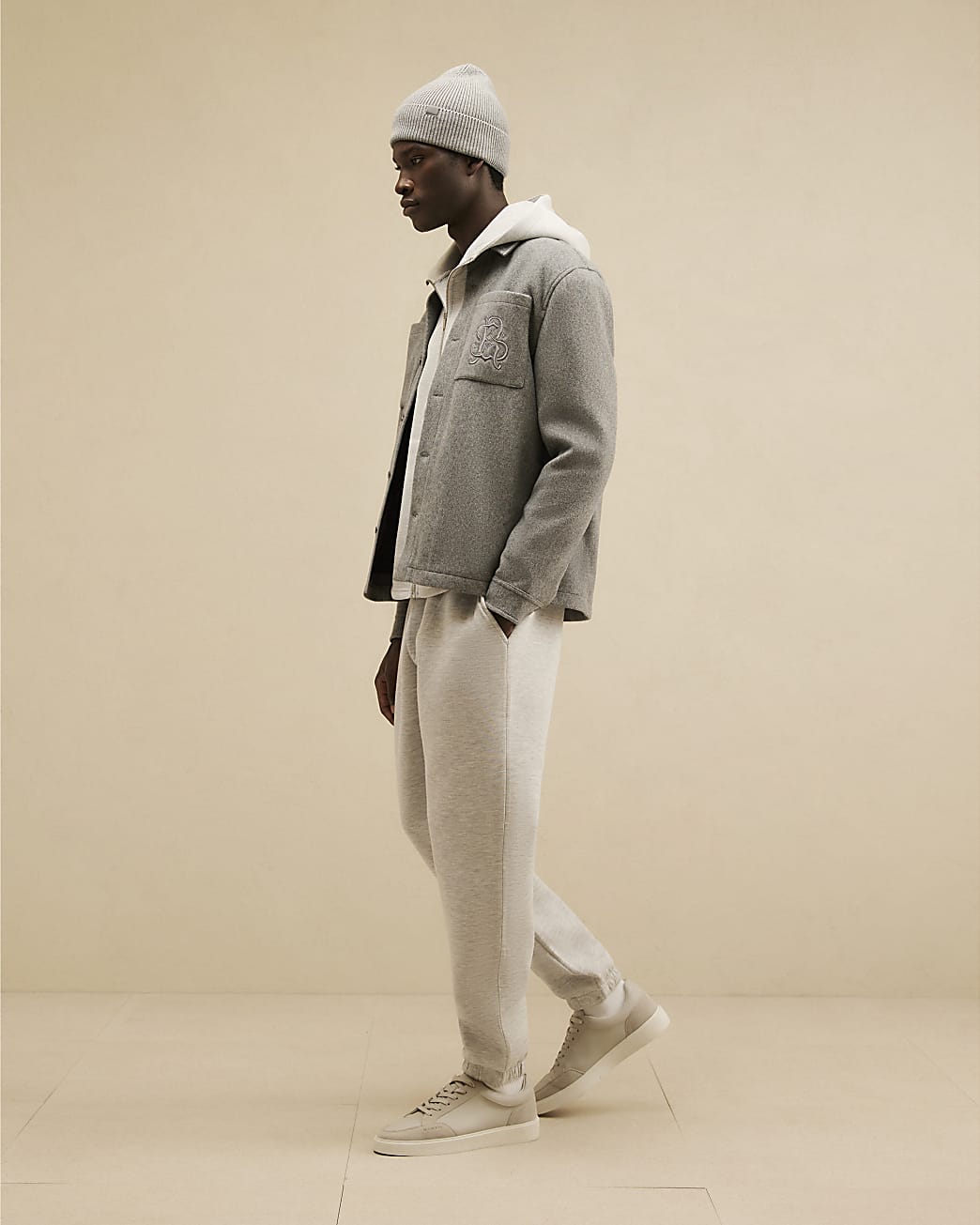 Premium Cotton Cuffed Joggers in Grey - Image 2 Premium Cotton Cuffed Joggers in Grey