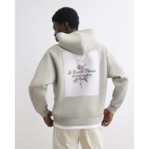Premium Cotton Floral Hoodie in Beige