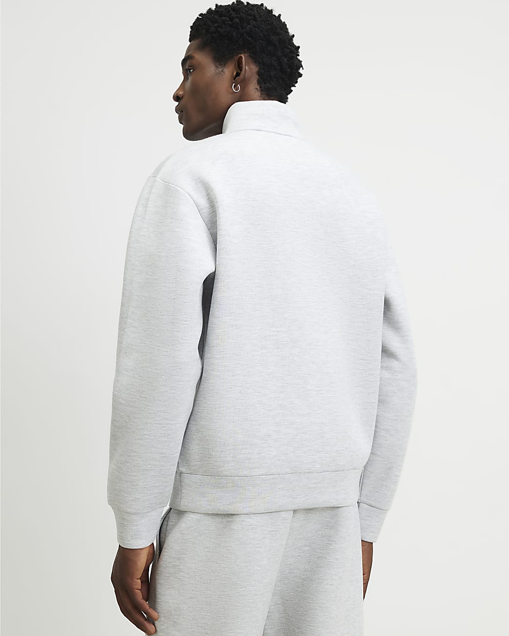 Premium Cotton Funnel Sweatshirt in Grey - Image 3 Premium Cotton Funnel Sweatshirt in Grey