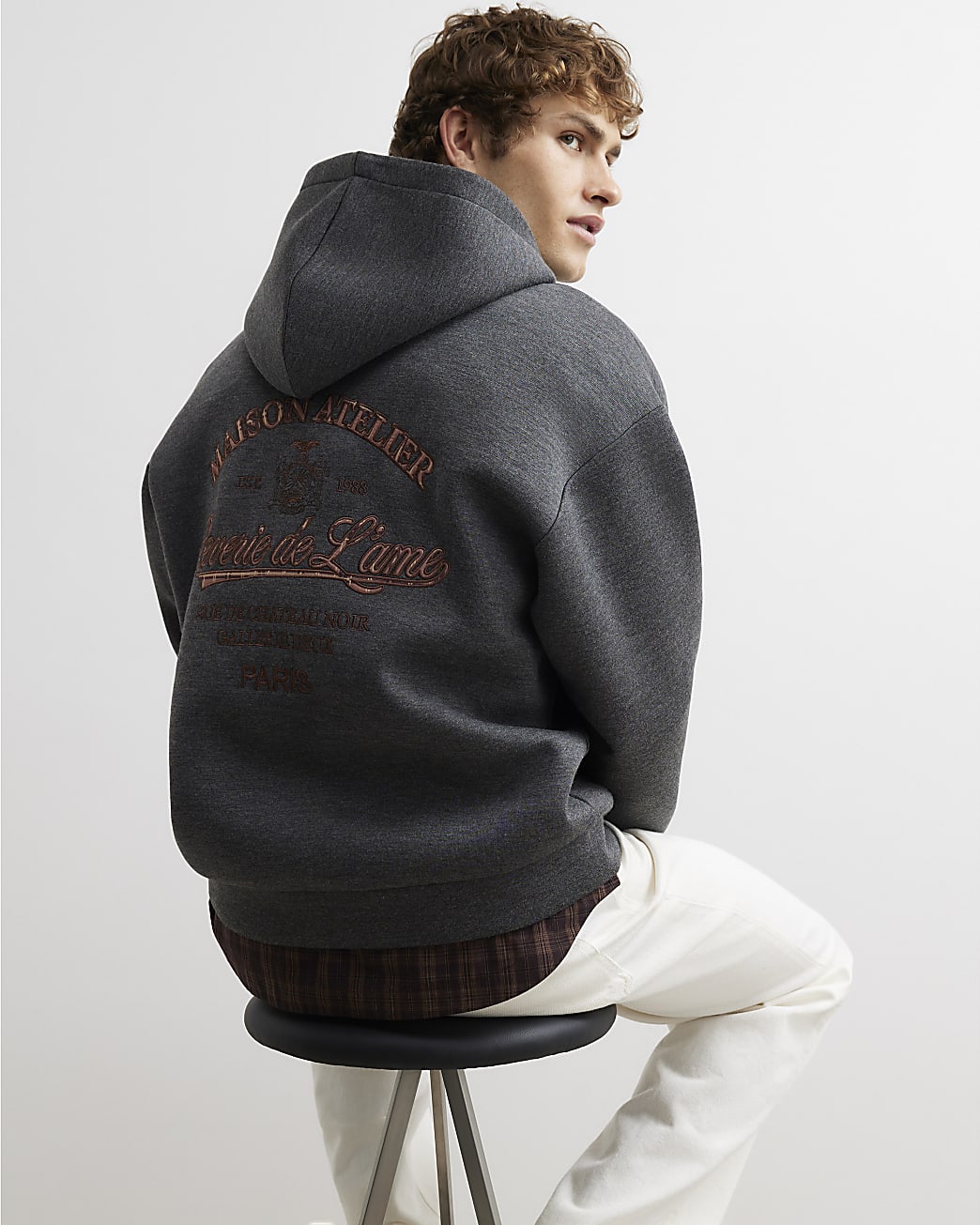 Premium Cotton Maison Hoodie in Grey - Image 2 Premium Cotton Maison Hoodie in Grey