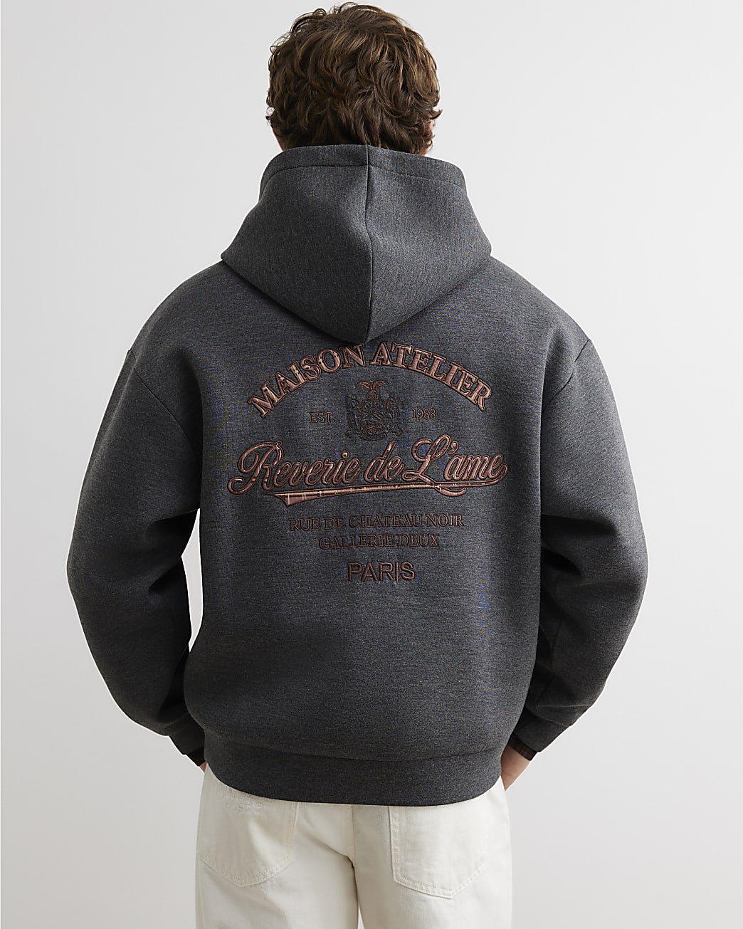Premium Cotton Maison Hoodie in Grey - Image 3 Premium Cotton Maison Hoodie in Grey