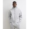Premium Cotton Zip Through Hoodie in Grey