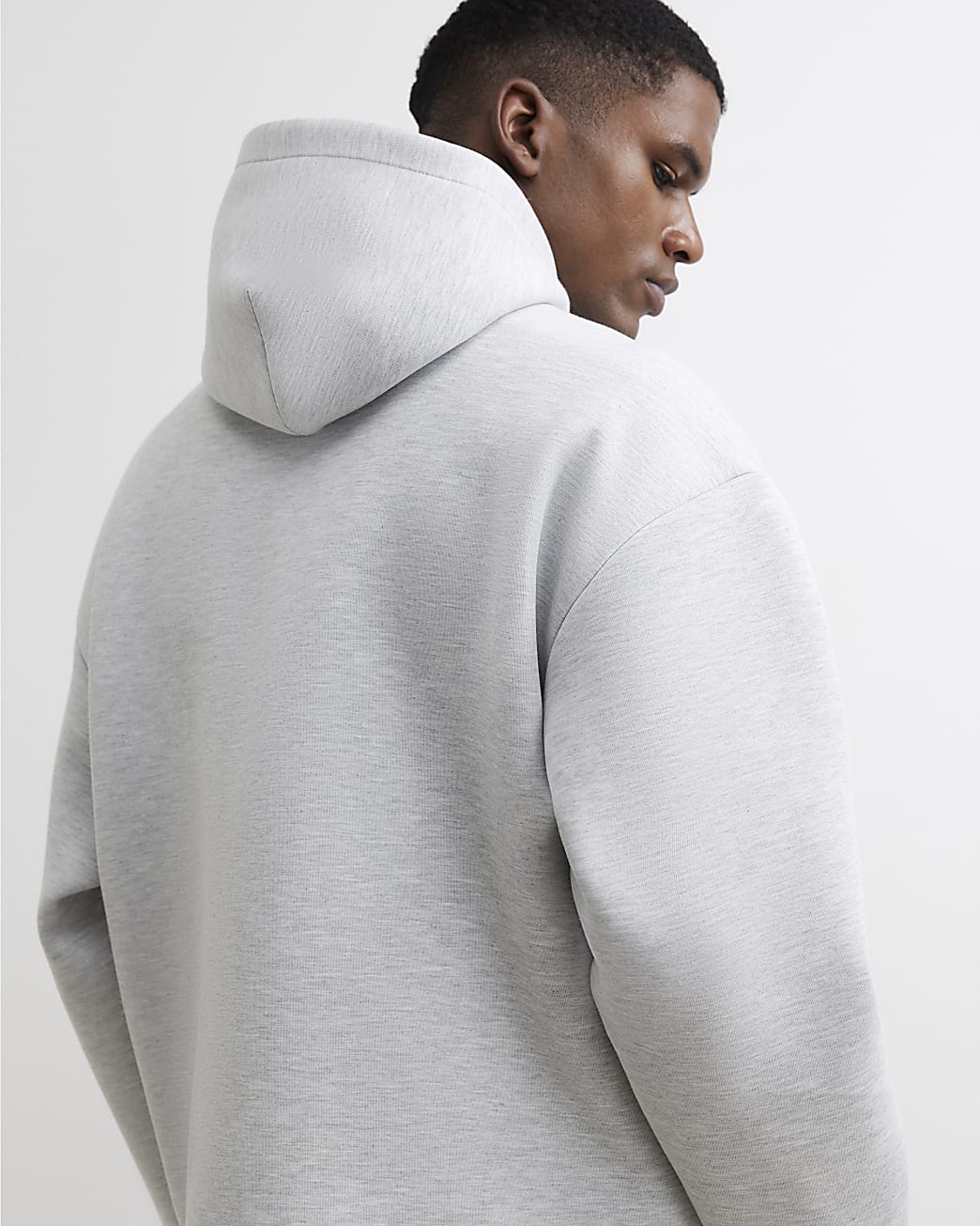 Premium Cotton Zip Through Hoodie in Grey - Image 3 Premium Cotton Zip Through Hoodie in Grey
