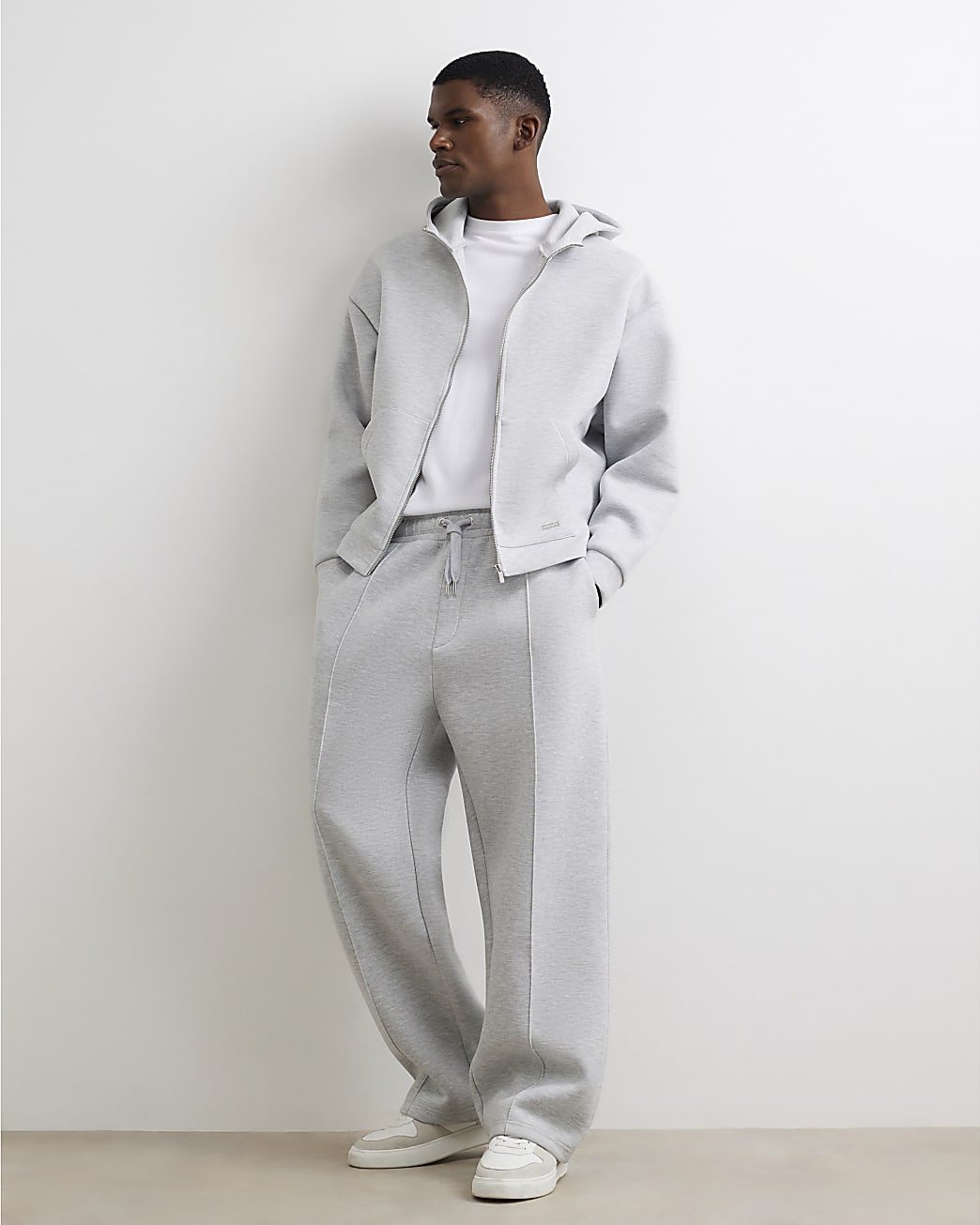 Premium Cotton Zip Through Hoodie in Grey - Image 4 Premium Cotton Zip Through Hoodie in Grey