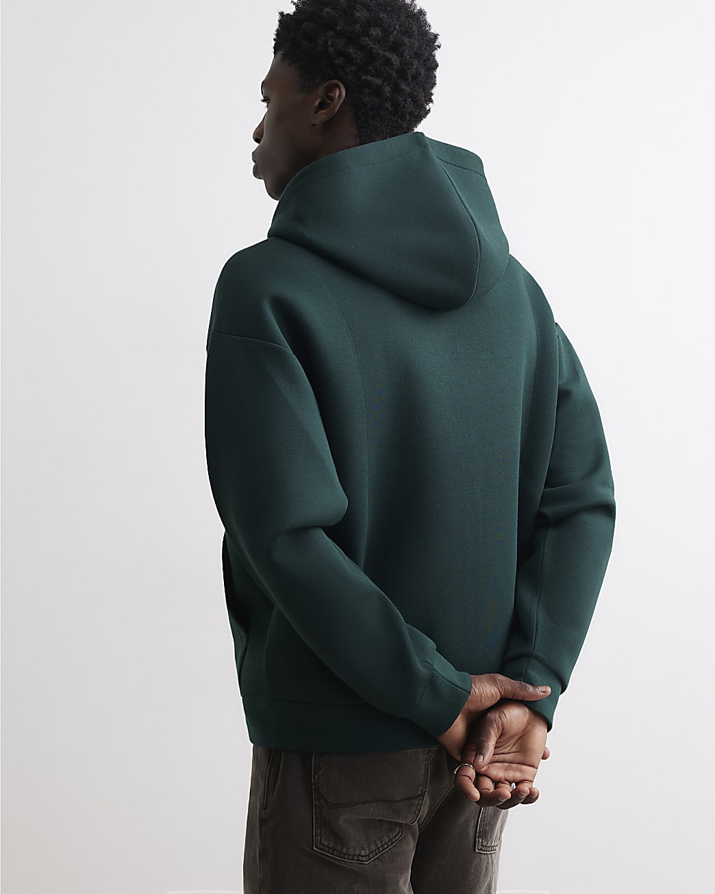 Premium Oversized Fit Cotton Hoodie in Green - Image 3 Premium Oversized Fit Cotton Hoodie in Green