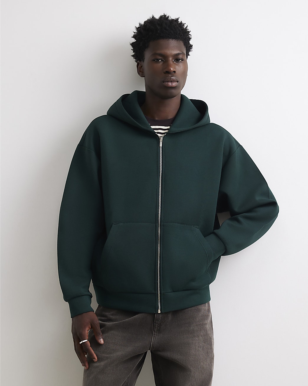 Premium Oversized Fit Cotton Hoodie in Green - Image 4 Premium Oversized Fit Cotton Hoodie in Green