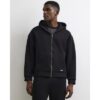 Premium Oversized Zip Through Hoodie in Black