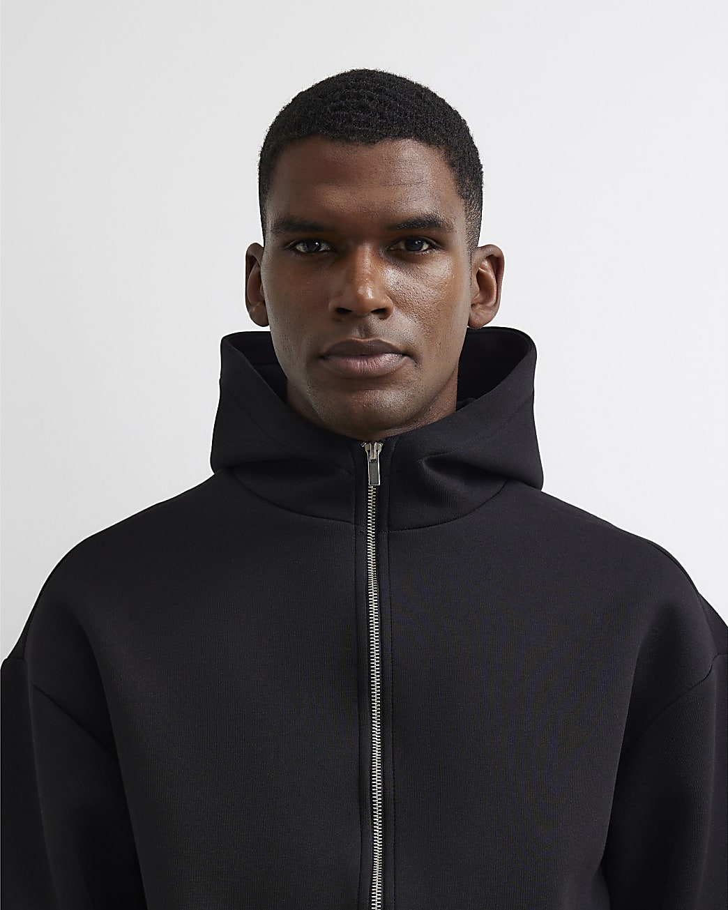 Premium Oversized Zip Through Hoodie in Black - Image 4 Premium Oversized Zip Through Hoodie in Black