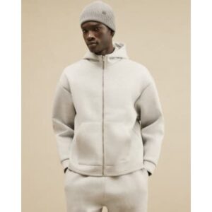 Premium Oversized Zip Through Hoodie in Grey