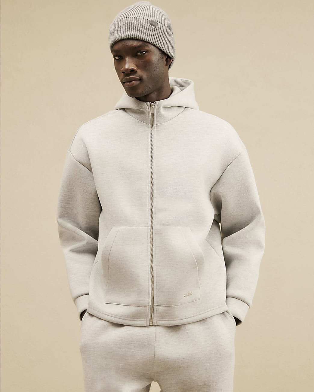 Premium Oversized Zip Through Hoodie in Grey - Image 2 Premium Oversized Zip Through Hoodie in Grey
