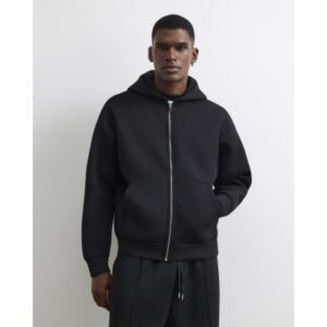 Premium Oversized Zip Up Hoodie in Black
