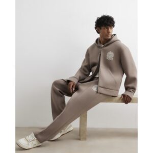 Premium Regular Fit Baroque Joggers in Beige