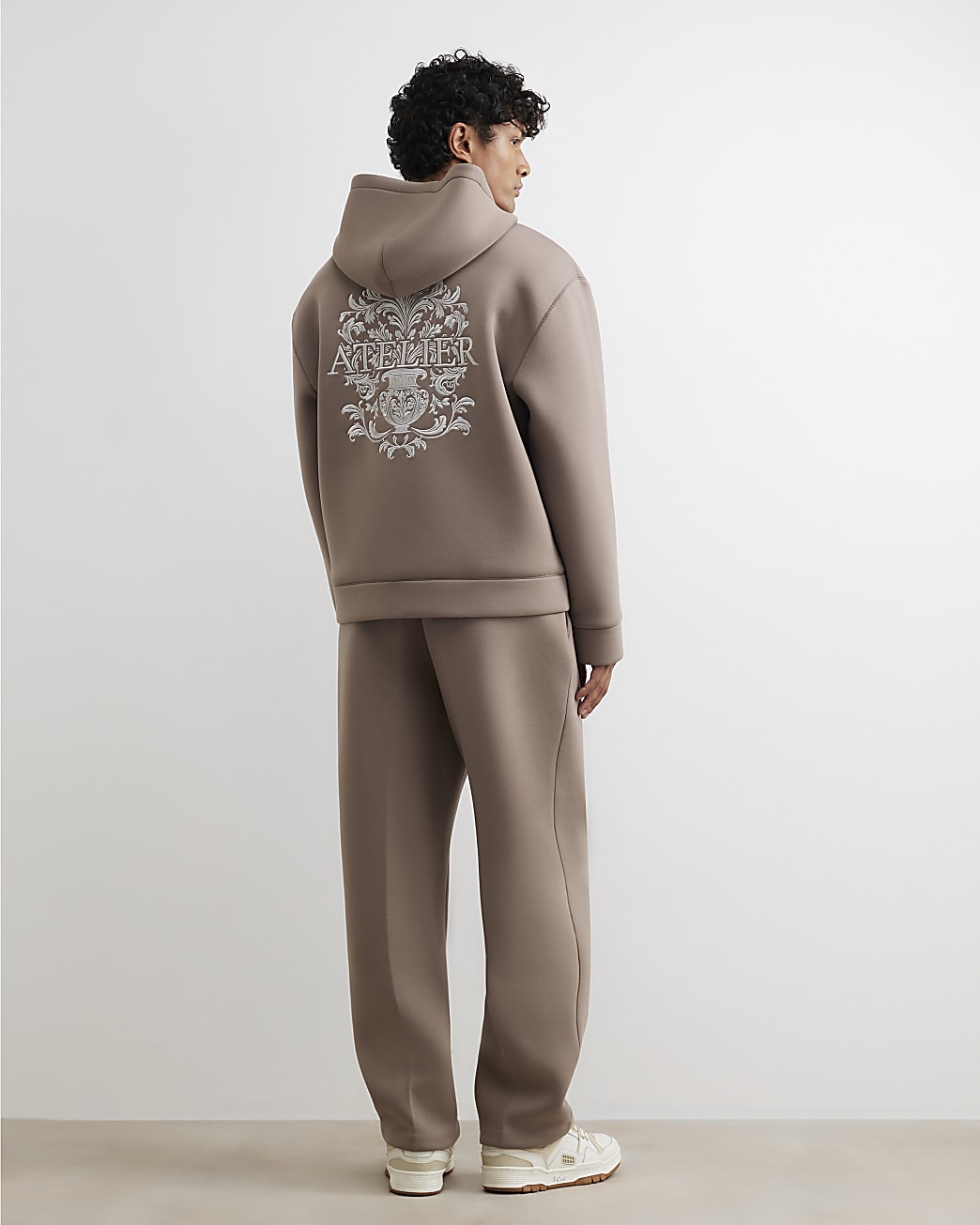 Premium Regular Fit Baroque Joggers in Beige - Image 3 Premium Regular Fit Baroque Joggers in Beige
