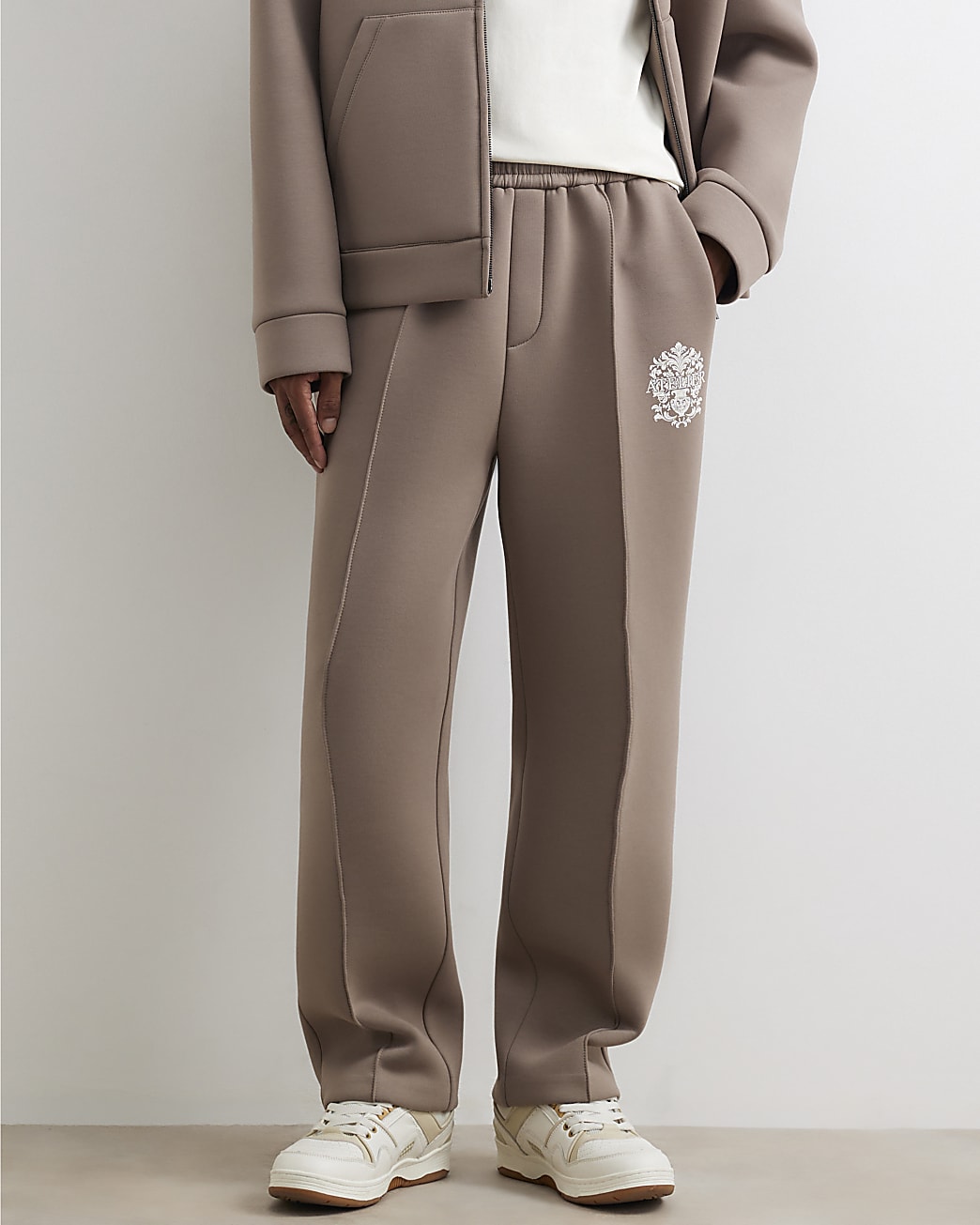 Premium Regular Fit Baroque Joggers in Beige - Image 4 Premium Regular Fit Baroque Joggers in Beige