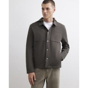 Premium Slim Fit Hooded Overshirt in Khaki