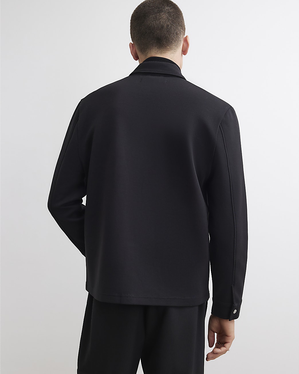Premium Slim Fit Overshirt in Black - Image 3 Premium Slim Fit Overshirt in Black