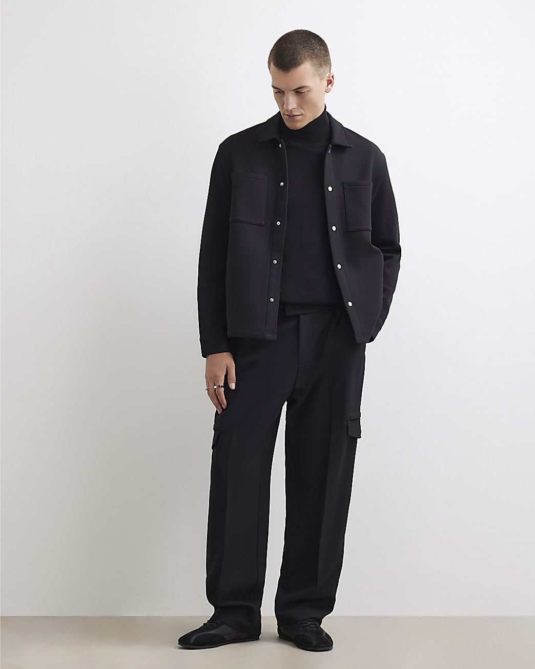 Premium Slim Fit Overshirt in Black - Image 4 Premium Slim Fit Overshirt in Black