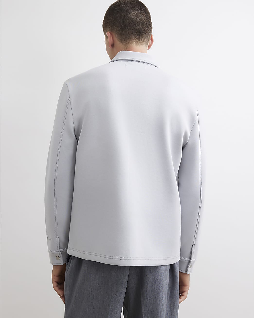 Premium Slim Fit Overshirt in Grey - Image 3 Premium Slim Fit Overshirt in Grey