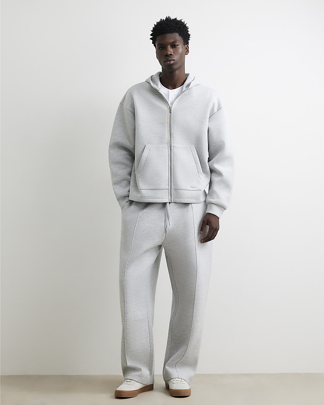 Premium Wide Leg Joggers in Grey - Image 2 Premium Wide Leg Joggers in Grey