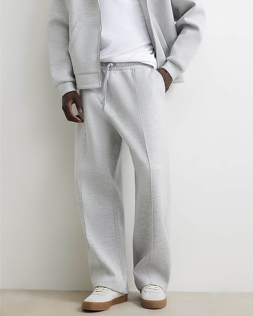 Premium Wide Leg Joggers in Grey - Image 4 Premium Wide Leg Joggers in Grey