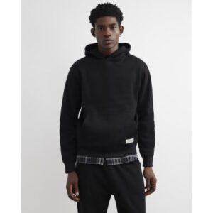 Regular Fit Cotton Blend Hoodie in Black
