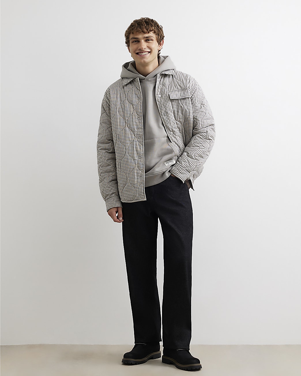 Regular Fit Cotton Blend Hoodie in Grey - Image 4 Regular Fit Cotton Blend Hoodie in Grey