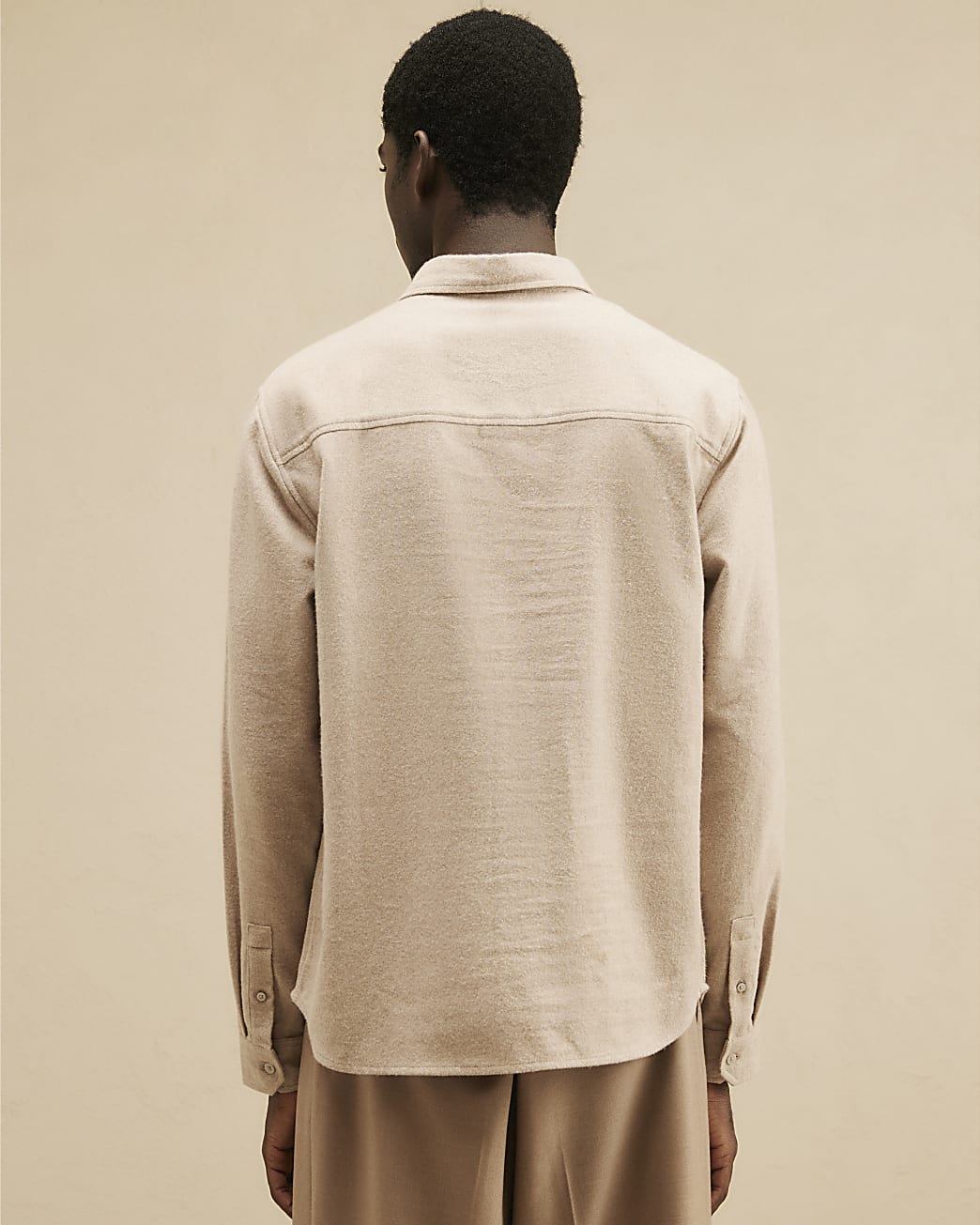 Regular Fit Cotton Flannel Shirt in Beige - Image 3 Regular Fit Cotton Flannel Shirt in Beige